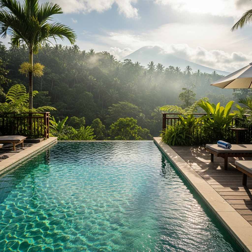 Professional Bali pool cleaning service for luxury villa swimming pools